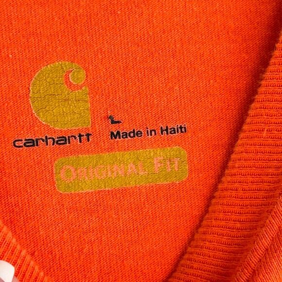 Carhartt One Pocket Orange T-shirt Men's Size Large Original Fit Work Safety - Picture 8 of 9